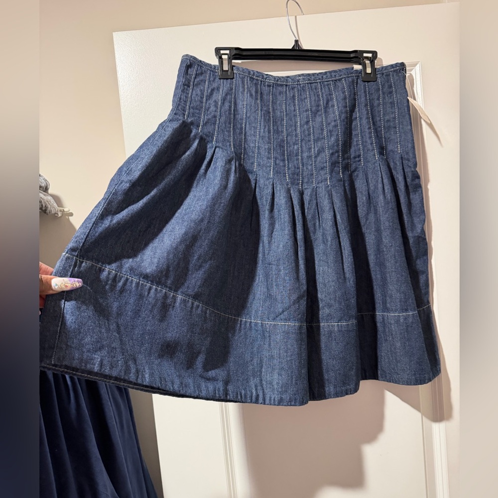 We The Free Dark Blue Denim Paneled Skirt 🔥 Size 12 - Picture 2 of 4